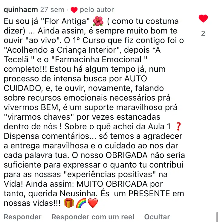 Depoimento de aluna 16